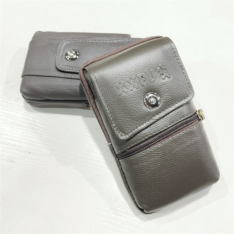 Men's Cowhide Mobile Phone Waist Bag Waterproof Waist Bag Vertical Genuine Leather Belt Mobile Phone Bag Waist Bag Men's Wholesale