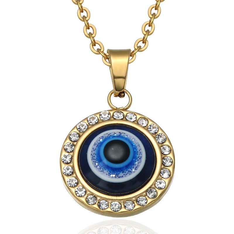 Ethnic Style Eye Stainless Steel Inlay Zircon Pendant Necklace 1 Piece display picture 2