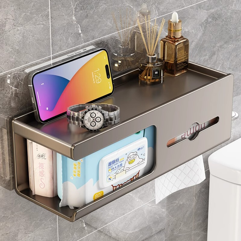Bathroom Toilet Paper Box 2025 New Style Tissue Box Punch-Free Wall-Mounted Toilet Paper Storage Rack Toilet Paper Drawer