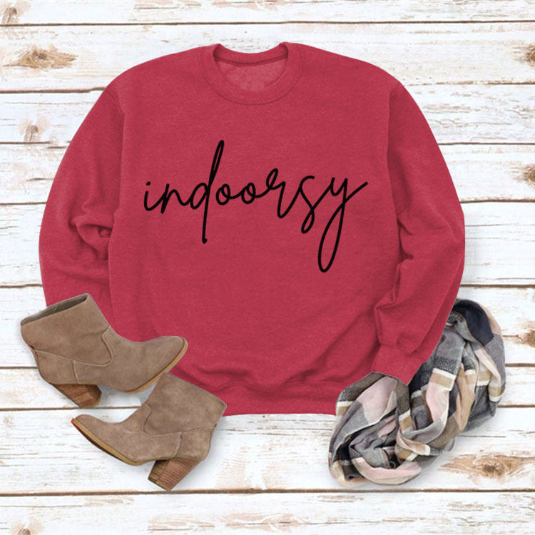 Indoorsy en stock Jersey cuello redondo europeo y americano Top manga larga impresa suelta simple suéter transfronterizo Comercio exterior al por mayor
