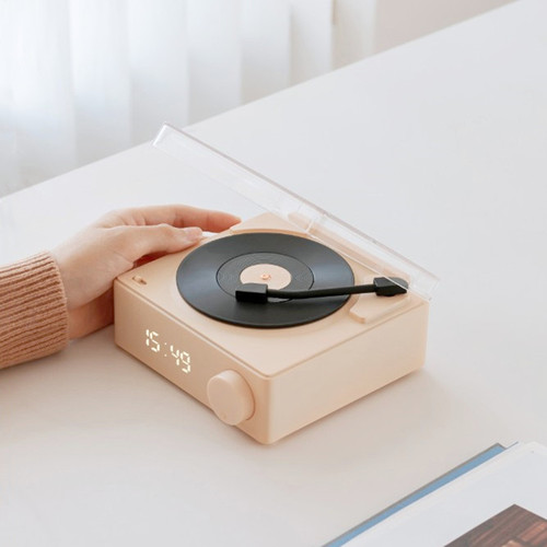 Atomic Alarm Clock Audio Retro Wireless Bluetooth Creative Small Speaker Card USB Mini Vinyl Record Player Speaker
