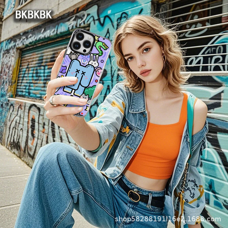BK大象涂鸦系列适用iPhone17Promax 手机壳防摔新款磨砂磁吸壳潮|undefined