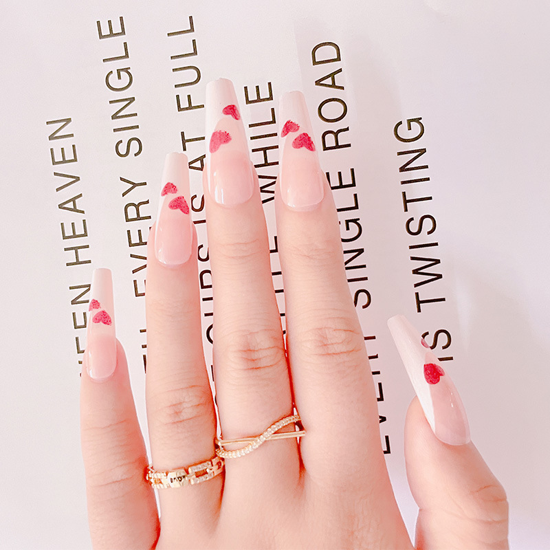 Nuevo producto de manicure 24 amor ballet manicure parche desmontable productos terminados de lámina de oro para usar uñas falsas