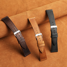 复古疯马皮尖尾表带头层牛皮真牛皮开关快拆智能表带通用厂家批发