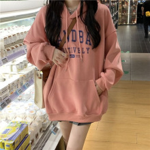 加绒加厚连帽卫衣女秋冬2025新款宽松韩版时尚学生外套长袖上衣潮