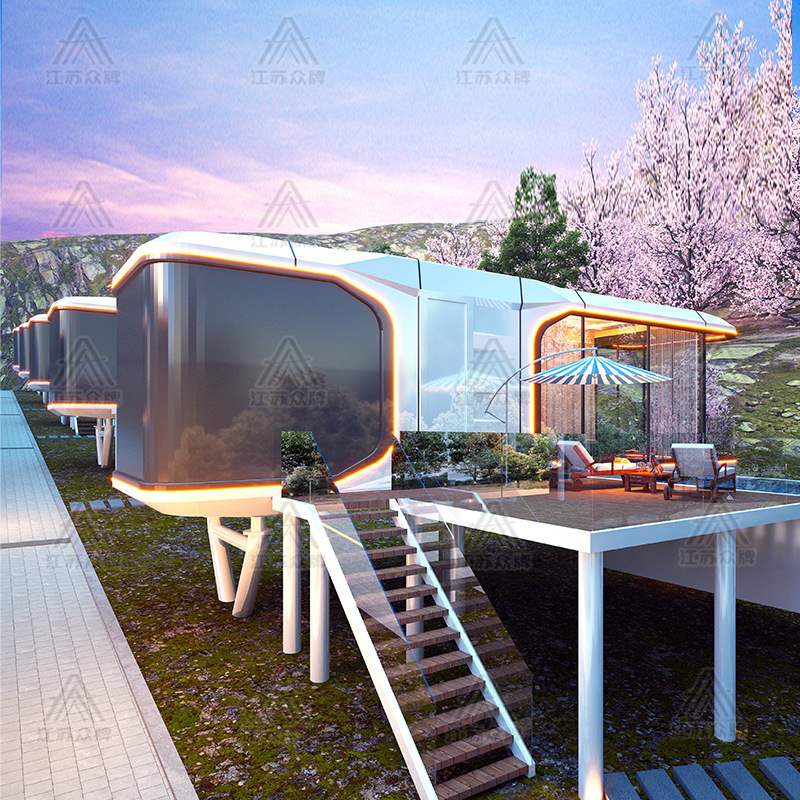 Cabina espacial Habitación móvil B & B Hotel al aire libre escénico Habitación de cielo estrellado Almacén de Apple Red Container Sunshine Room