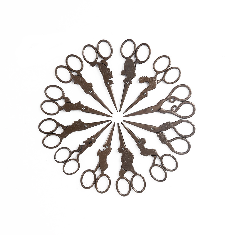 新毅剪刀 马型剪 十二生肖剪刀镀钛复古剪刀绣花手工剪迷你小剪刀