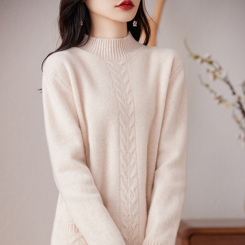 Woolen autumn knitted dress