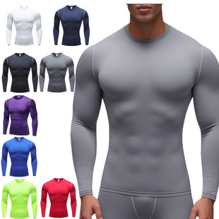 Men's Long-Sleeved T-Shirt Sports Top Bottoming Shirt Breathable Quick-Drying Basketball Training Running Fitness Bodysuit Body Shaping