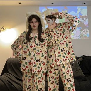 Couple Pajamas Plus Size Long Sleeves for Men and Women Spring and Autumn Crayon Shin-Chan Same Style Japanese Style Cute Cartoon Home Clothes