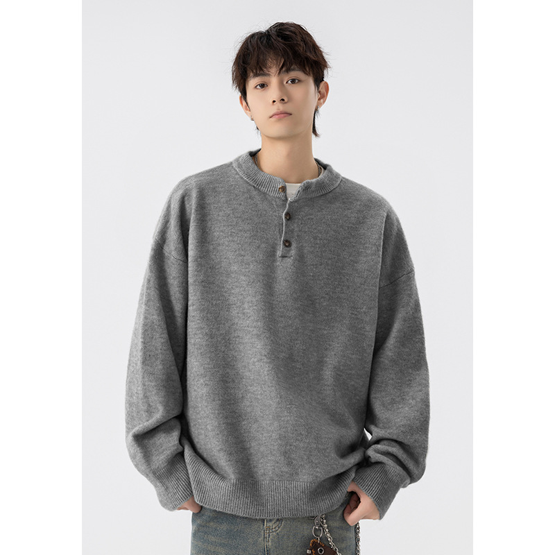 In-Stock 20W Henry Collar Old Money Style Heavyweight 520g High Weight Knit Sweater My109-Special P35 Control 68