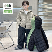 2025新款男童羽绒棉服冬装中大童外套冬季保暖上衣休闲纯色棉衣