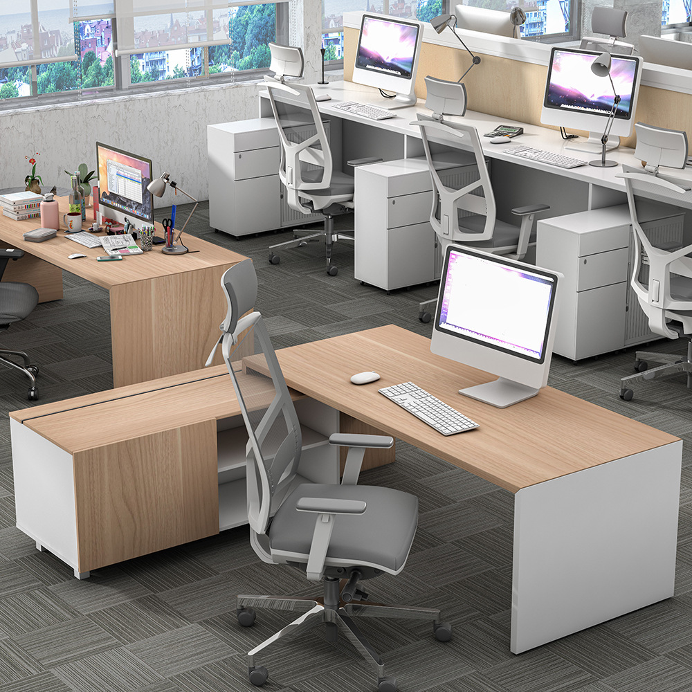 Escritorio de oficina de alta calidad, fábrica de escritorio de patrón de protección ambiental, muebles de oficina de moda modernos y simples, lujosos y ligeros.