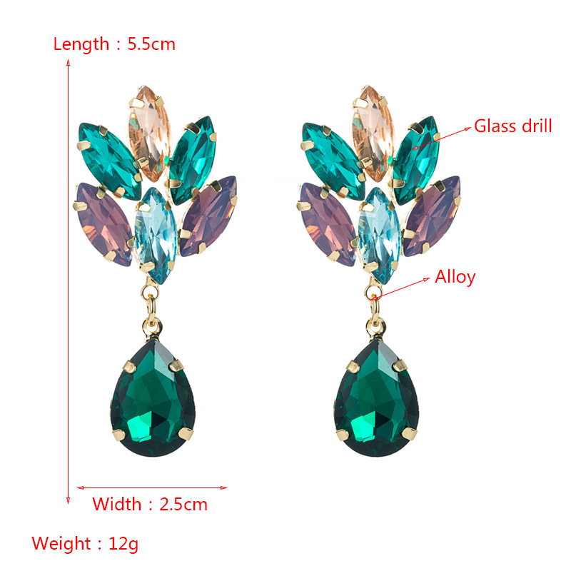 Boucles D&#39;oreilles En Diamant En Verre Haut De Gamme En Alliage Multicouche Coréen Avec Des Fleurs Cloutées De Diamants Boucles D&#39;oreilles Super Flash display picture 1