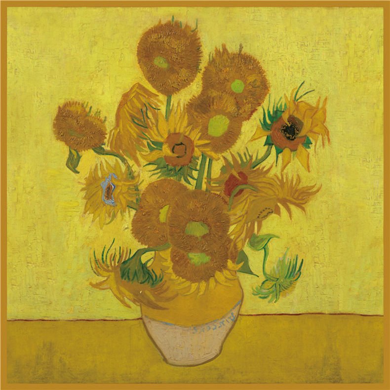 Ölgemälde Stil Twill Seide Quadrat für Frauen Van Gogh, Weizenfeld Sonnenblume handgemachte gerollt Rand sc, dekorative_voghion.com