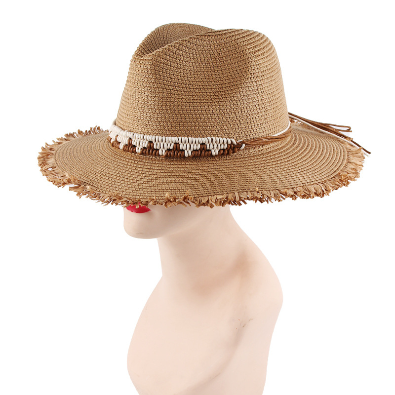 Verano nuevo comercio exterior transfronterizo de las mujeres sombrero de panamá borla original sombrero de paja sombrero de moda británica al por mayor
