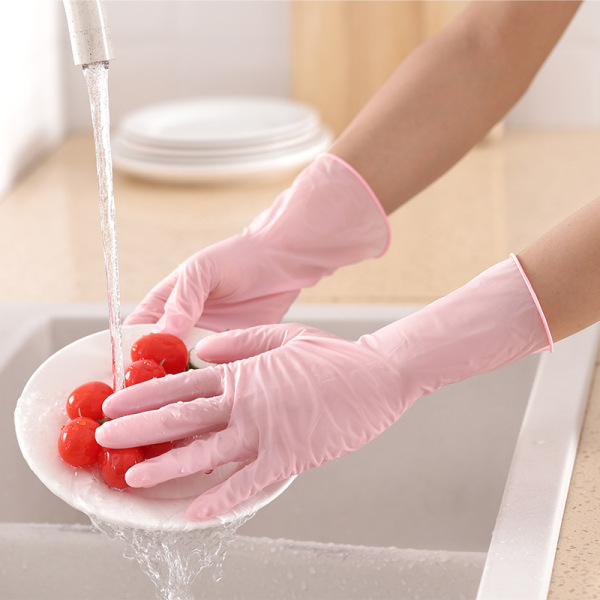 Disposable pink nitrile 12-inch gloves waterproof dishwashing…
