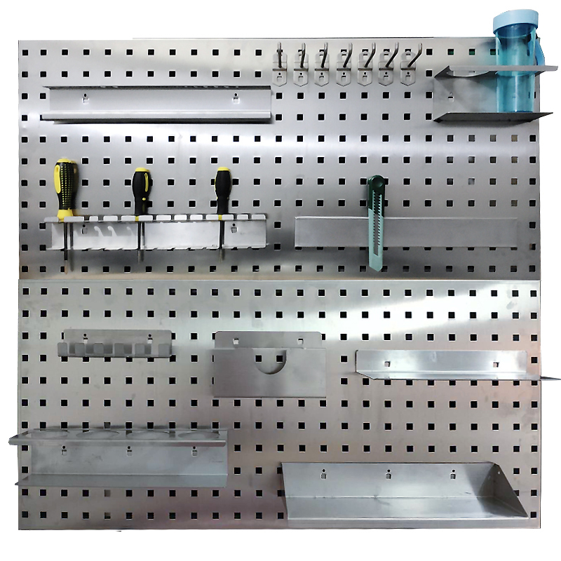 304 agujero de acero inoxidable agujero placa laminada de hardware herramientas de pared de almacenamiento de estante de almacenamiento de herramientas de pared