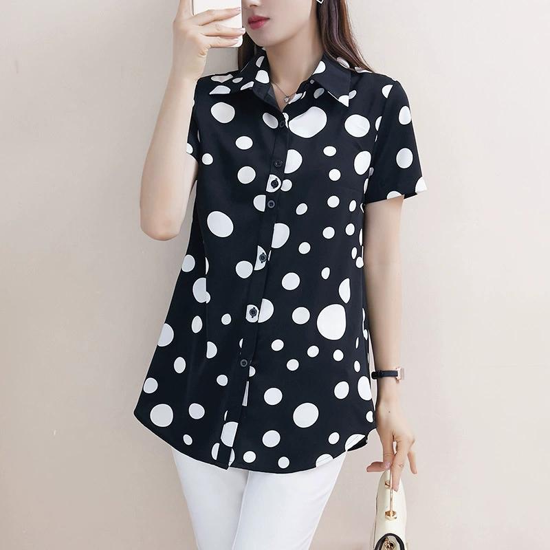 200 летний новый 200 фунтов женская рубашка большого размера молодая мама с короткими рукавами шифоновая рубашка жирный мм свободный топ