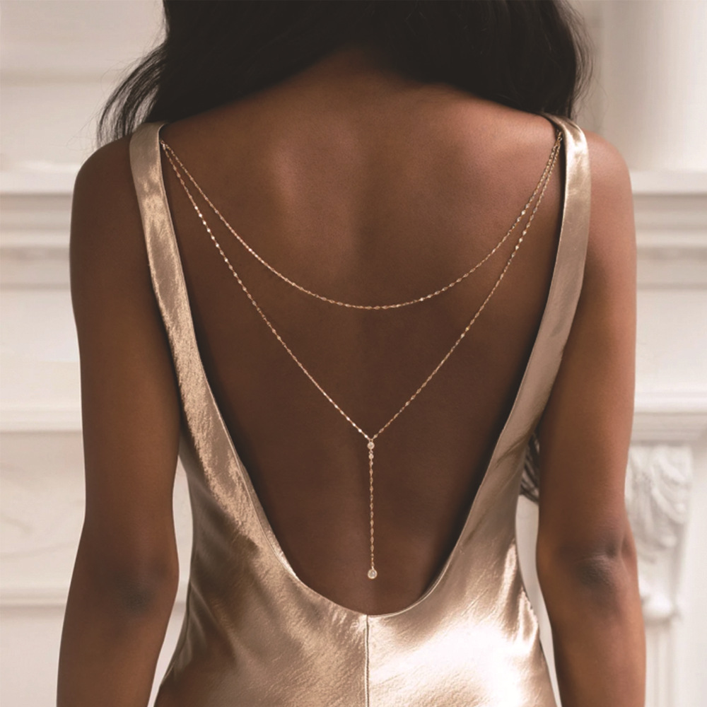 Europa y los Estados Unidos nuevo temperamento colgante de diamante cadena de cuerpo accesorios de vestido de novia personalidad de moda cadena de espalda