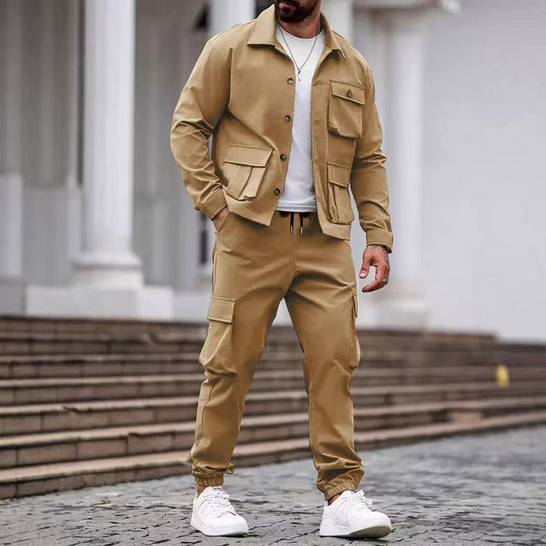 Completo uomo giacca da lavoro e pantaloni cargo multi-tasche_voghion.com