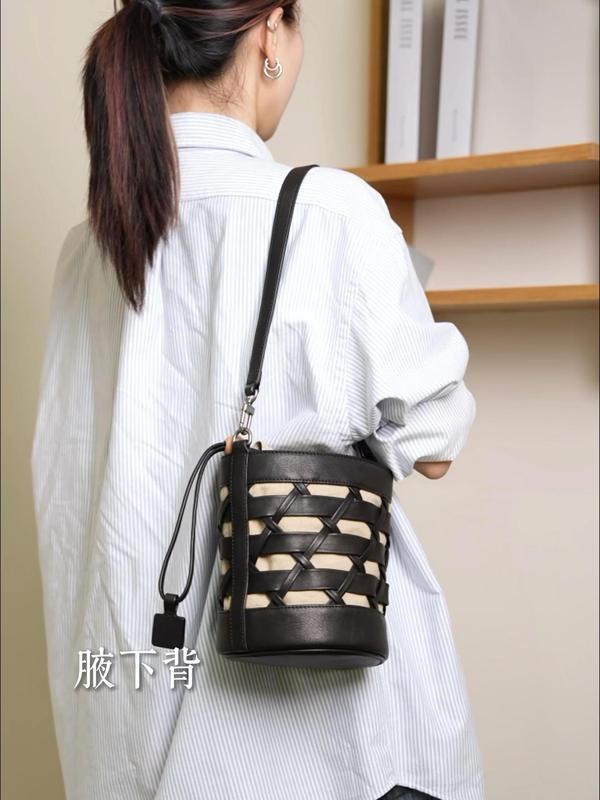 2025新款菜篮子编织包女手提单肩斜挎沙滩包大容量通勤水桶包跨境|undefined