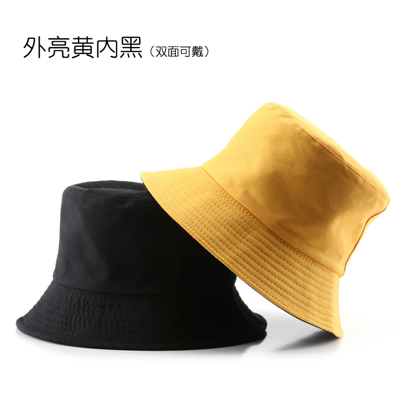 高品質両面漁師帽女性春夏光板学生日よけ盆帽国境を越えた帽子純色日焼け止め戸外帽