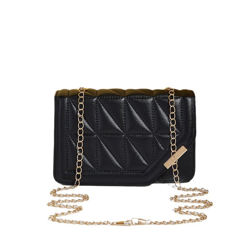 Bolsa cuadrada bordada de triángulo de diamante 2025 nueva moda versátil color sólido sequilla decoración de cadena de hebilla magnética mochila image 6