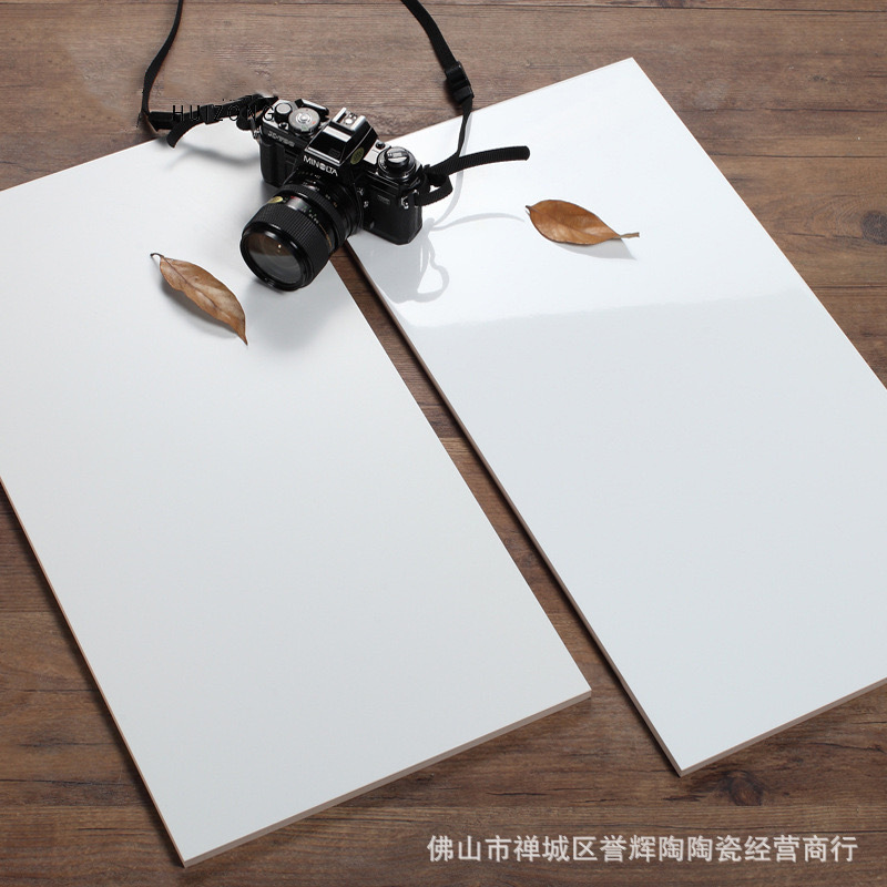 Guangdong Foshan 200x 300 pure white tile kitchen bathroom interior wall small white tile solid color bright tile wall tile