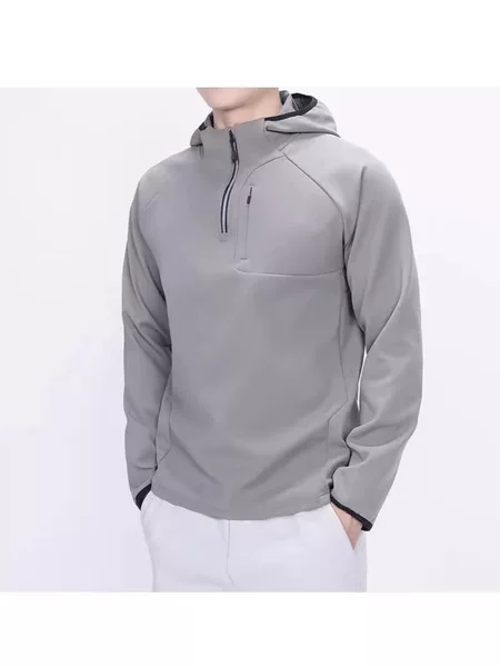 Dieter Ping for high-end outdoor sports hooded sweater men's autumn and winter warm half zipper long sleeve jacket
