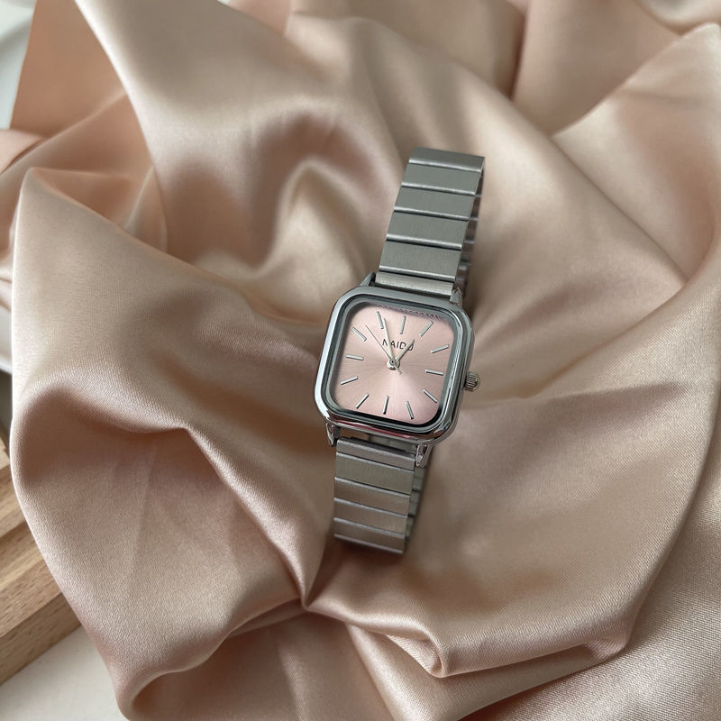 ins冷淡风小众复古轻奢方形高级感钢带手表女学生夏季气质小表盘