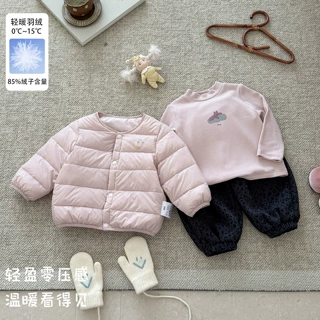 女童圆领轻薄羽绒内胆新国标90白鸭绒婴幼儿三件套宝宝羽绒服外套