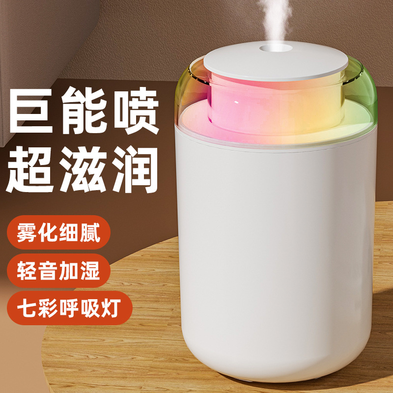 Large-Capacity Rgb Breathing Light Humidifier Small Silent Bedroom Office Student Air-Conditioned Room Desktop Mini Spray