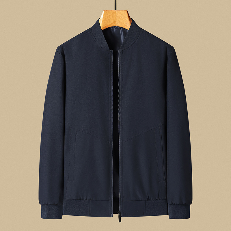 Primavera y otoño a prueba de viento, impermeable y resistente al desgaste, ocio simple, ropa de otoño para hombres, chaqueta de cuello vertical, chaqueta de vuelo de marca de moda