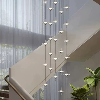 星星楼梯吊灯氛围感现代法式高级感轻奢别墅复式楼中空水晶吊灯