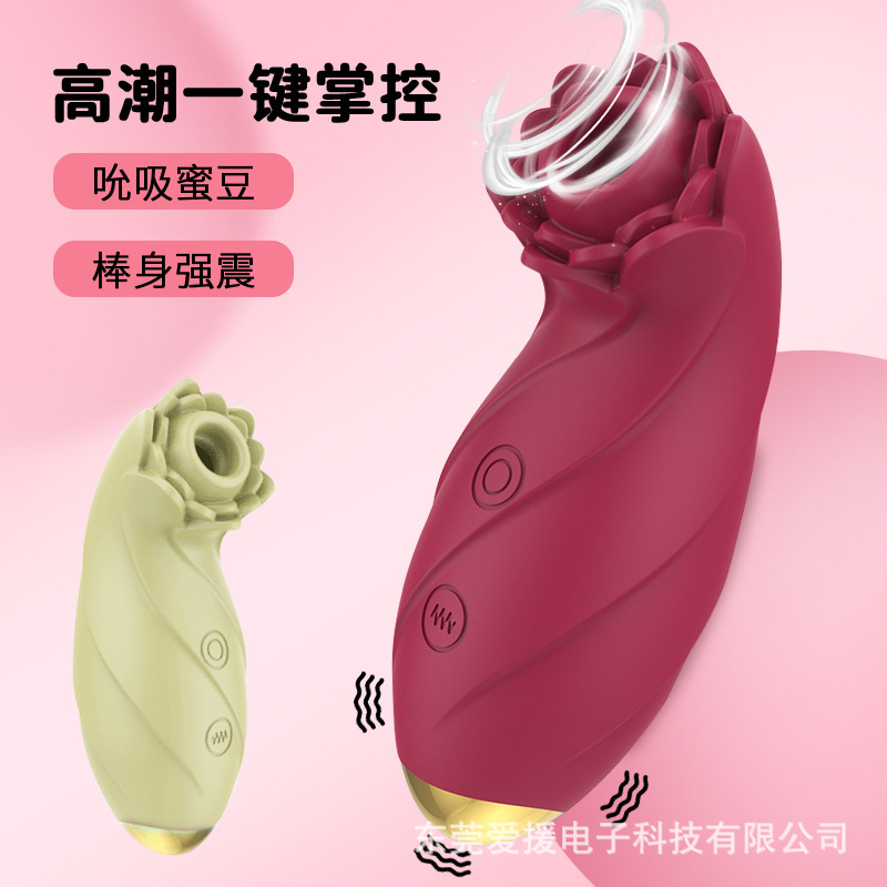 Remote-Control Vibrating Egg with Suction Function, Silicone-ABS Adult Massager, Rose Red — detail image 3