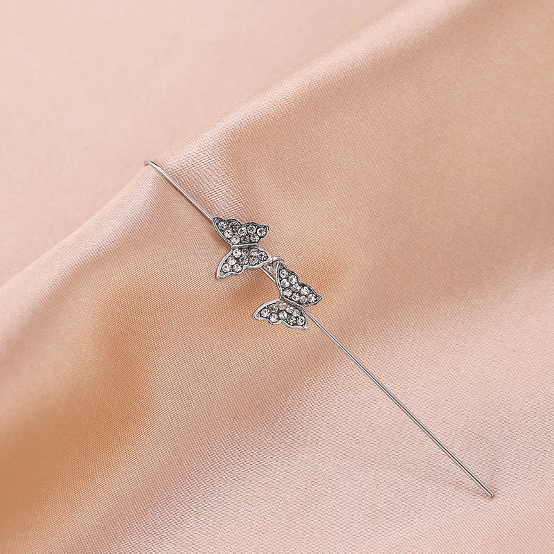 Nuevo estilo europeo y americano estilo frío diamante incrustado gancho para la oreja personalizado piercing oreja pin hembra rayo hoja oreja clip oblicua línea oreja espárragos