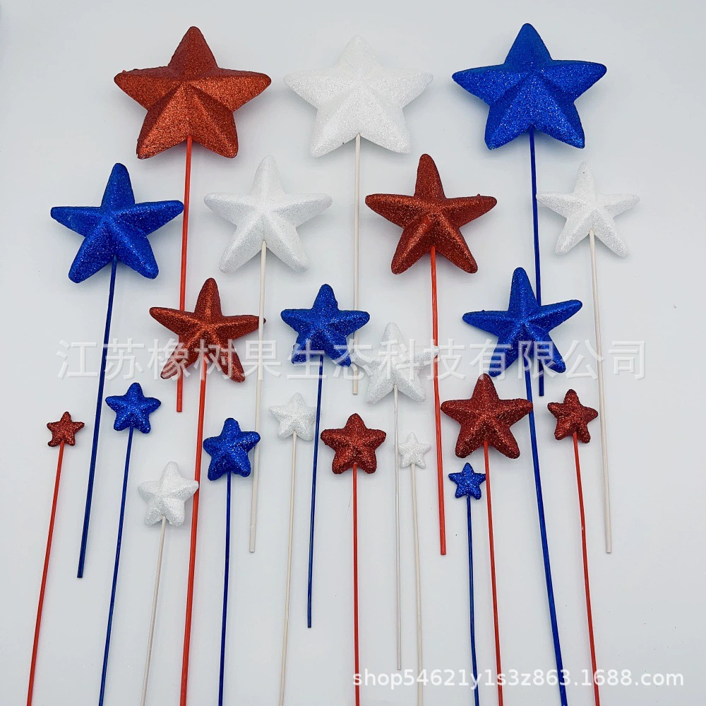 День независимости США тонкая розовая пятиконечная Звездная палочка (синий сапфир, бриллиант, красный) праздничное украшение