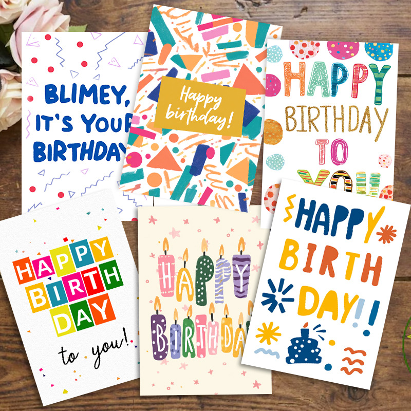 跨境新款彩色涂鸦生日贺卡生日派对礼品卡感谢卡片祝福卡片纪念卡
