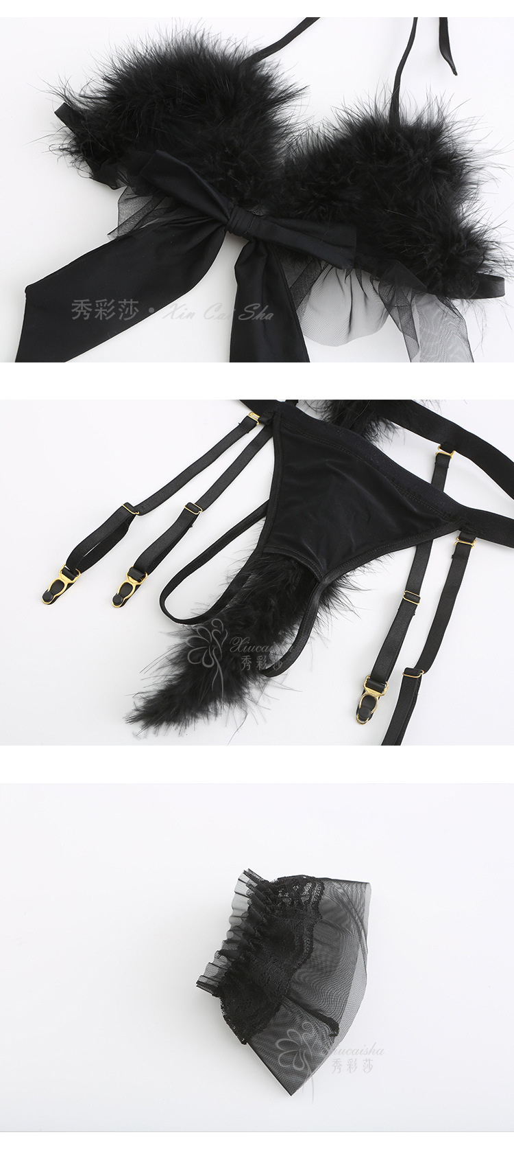 Bunny Girl Lingerie Costume Set with Headband, Ears, Bra and Panties — detail image 16