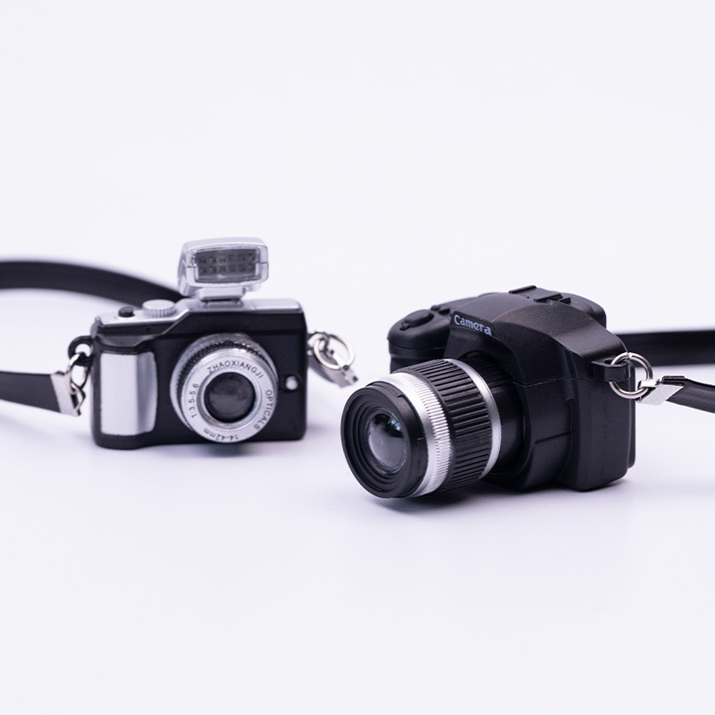 Retro Mini Light-Up Sound-Making Dslr Camera Accessories for Cotton Doll Outfits with Plastic Sound-Making Cloth Shoulder Straps