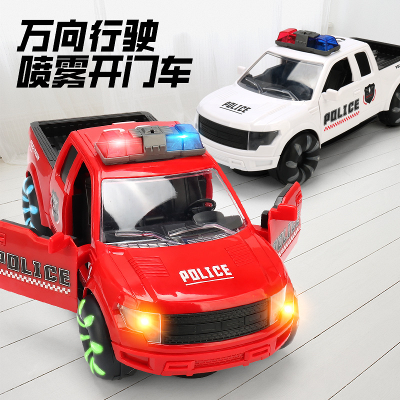 Niños eléctricos policiales de pulverización universal colorido música iluminación modelo de coche de policía coche de juguete al por mayor