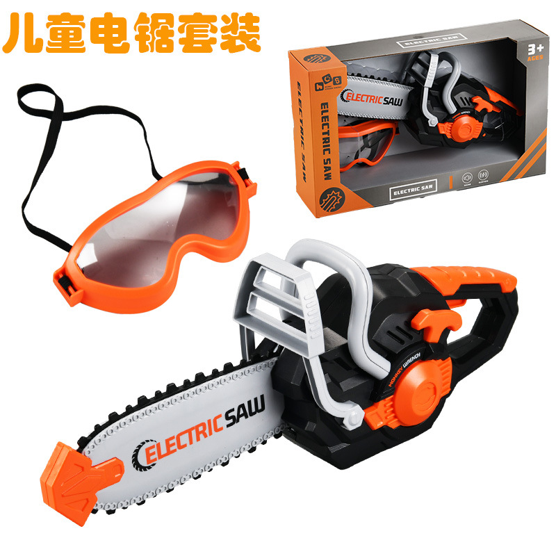 跨境男孩维修电钻修理箱拧螺丝组装工具包过家家电锯玩具套装礼盒