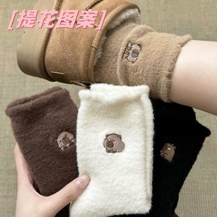Stuffed Socks for Women, Autumn and Winter Mid-Calf Socks, Thickeneded Warm Floor Socks, Imitation Mink Velvet Sleep Confinement Socks, Women's Winter Stockings