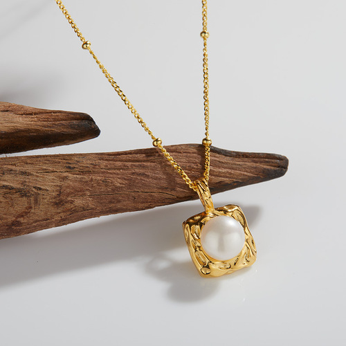 925 Pure Silver Pendant Necklace with Natural Freshwater Pearls, Fashionable and Simple Set of Earrings and Rings, Wholesale for Women