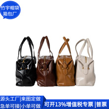 亮皮RPET皮革单肩包 跨境RPET斜挎袋 时尚PU波士顿袋 工厂定 制
