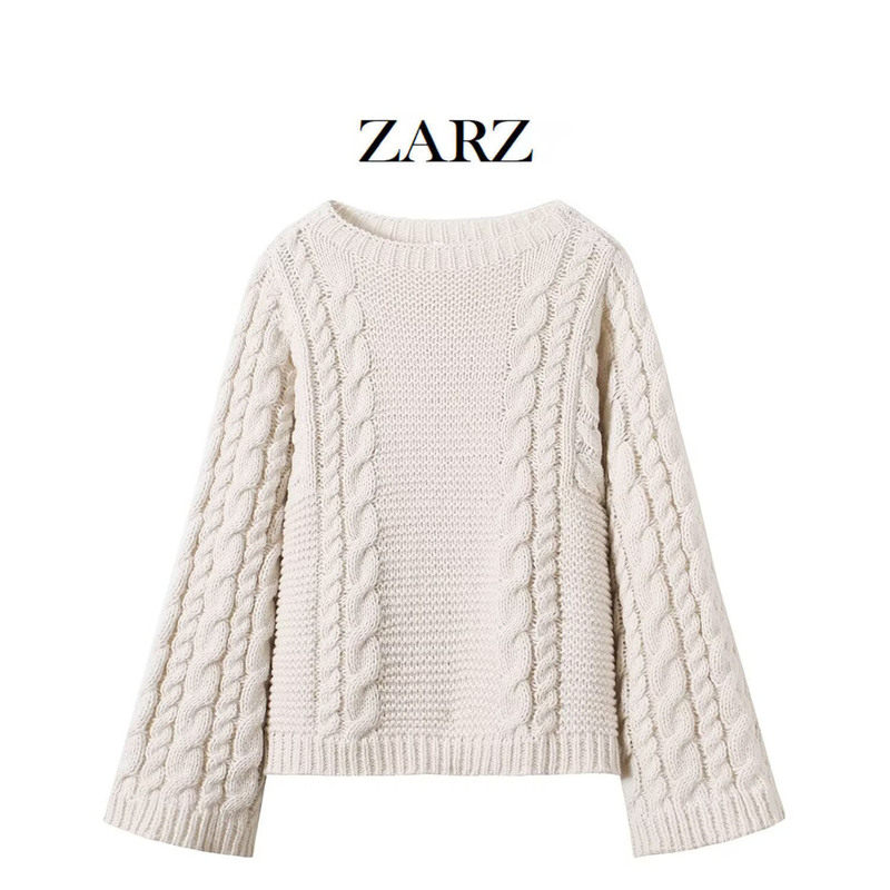 ZARZ 自制 欧美风 新款女装 洋气 百搭 时尚 麻花套头长袖毛衣|undefined