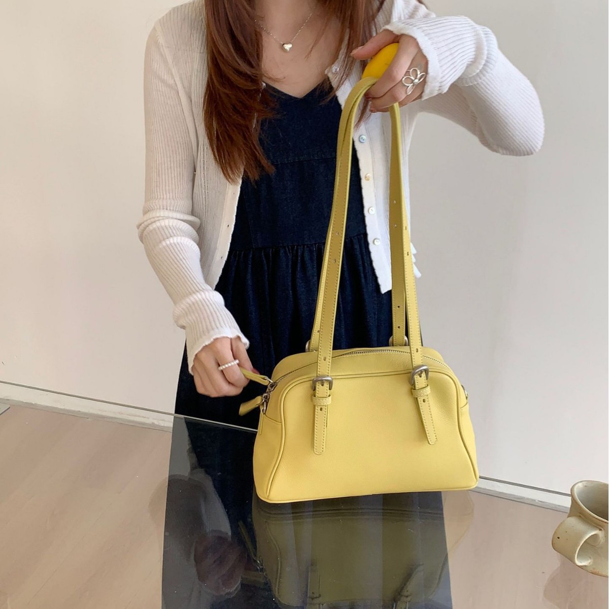 Top Grain Cowhide Bowling Underarm Bag For Women 2026 New Large Capacity Commuter Shoulder Handbag Crossbody Tote - Thumbnail 2