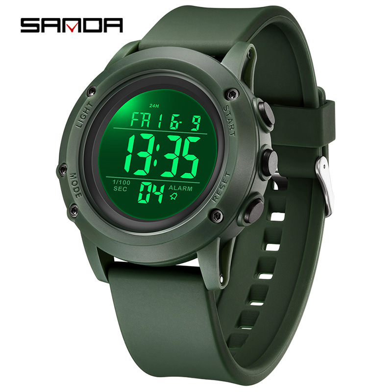 SANDA SANDA reloj electrónico de tendencia deportivo impermeable estudiantes multifunción alarma de luz nocturna cronógrafo 2165