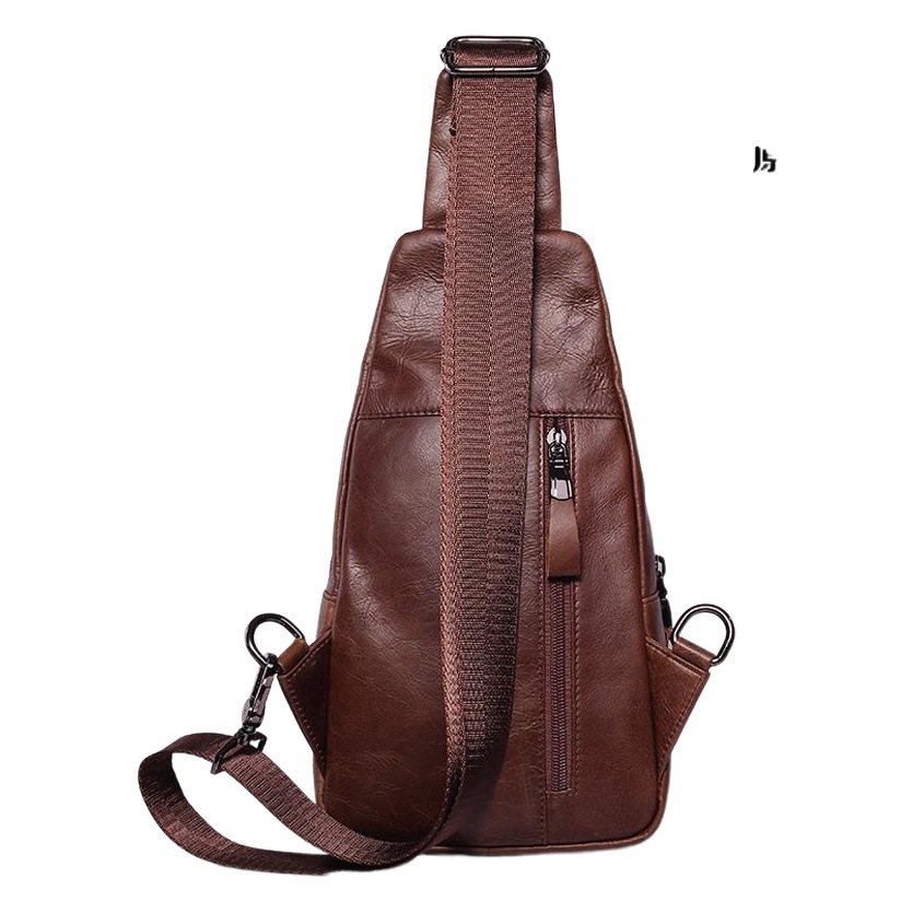 Guangzhou Genuine Leather Chest Bag Men's Oil Wax Pure Top Layer Cowhide Shoulder Crossbody Bag Sports Retro Backpack Casual Small Bag